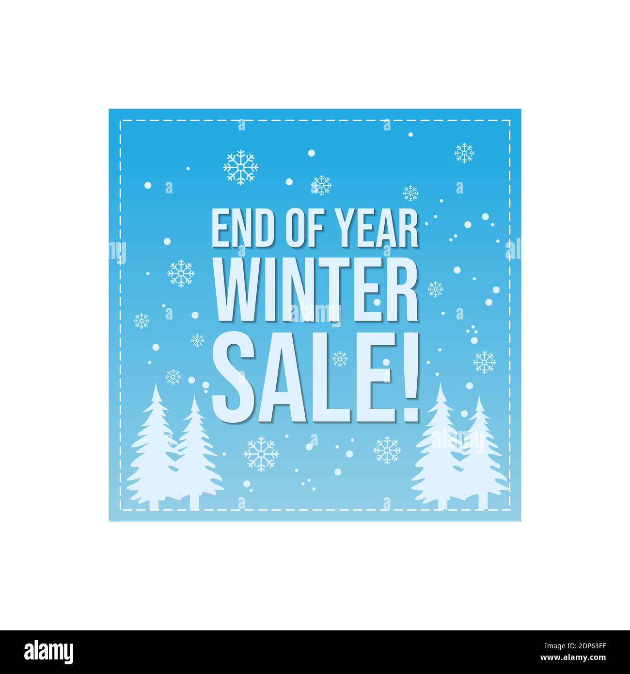 End of year winter sale banner template design. snowflake element on white snow background for year end promotion. Vector illustration Stock Vector