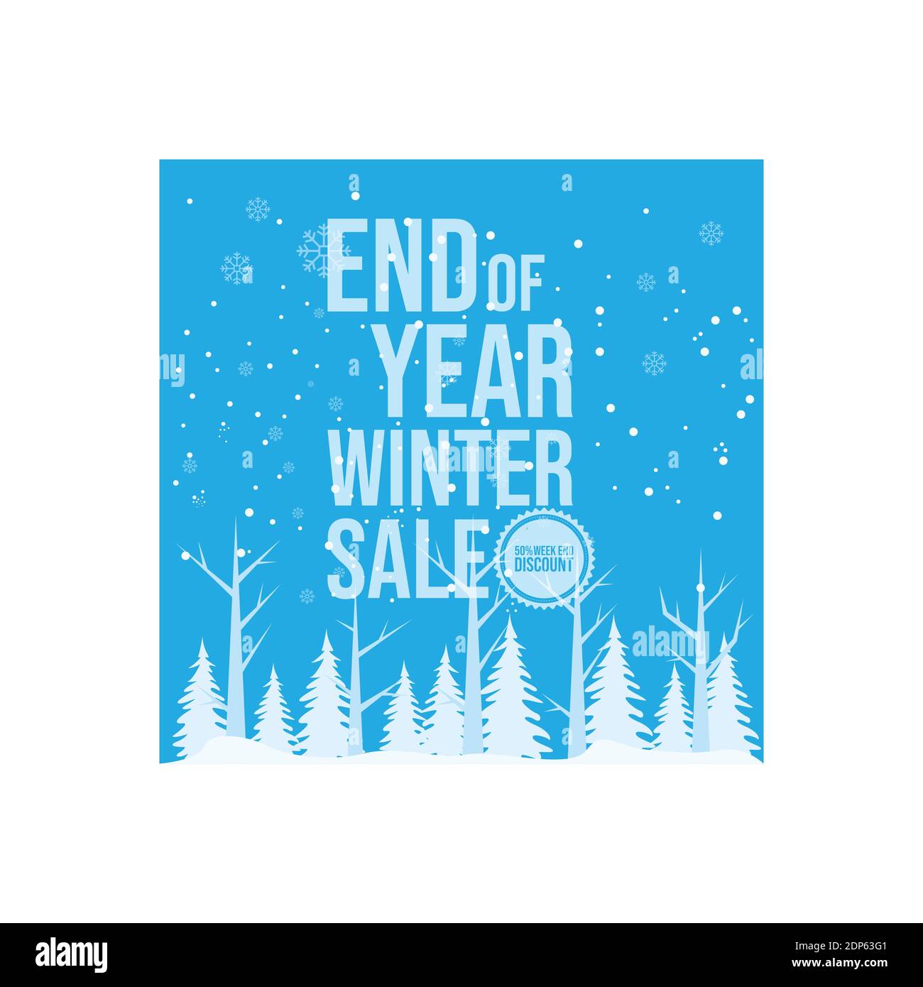End of year winter sale banner template design. snowflake element on white snow background for year end promotion. Vector illustration Stock Vector