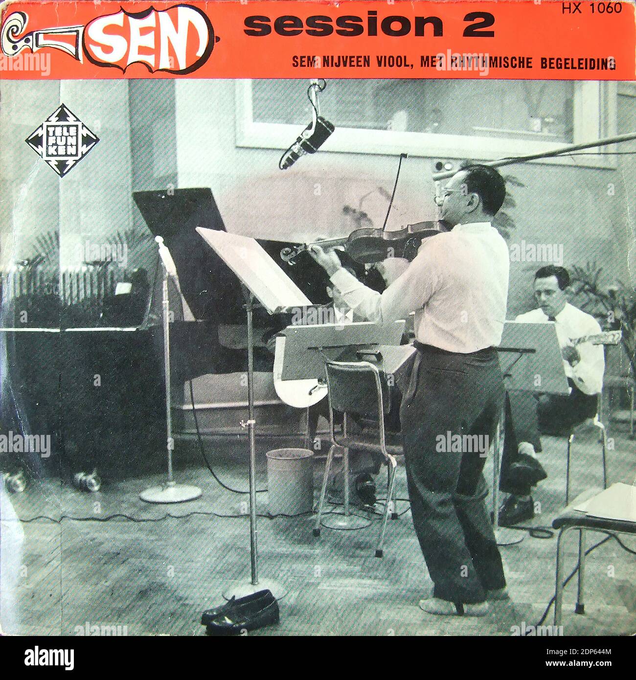 SEM Session 2 - Sem Nijveen Viool, met rhytmische begeleiding, Telefunken HX 1060, 7inch Single - Vintage vinyl album cover Stock Photo