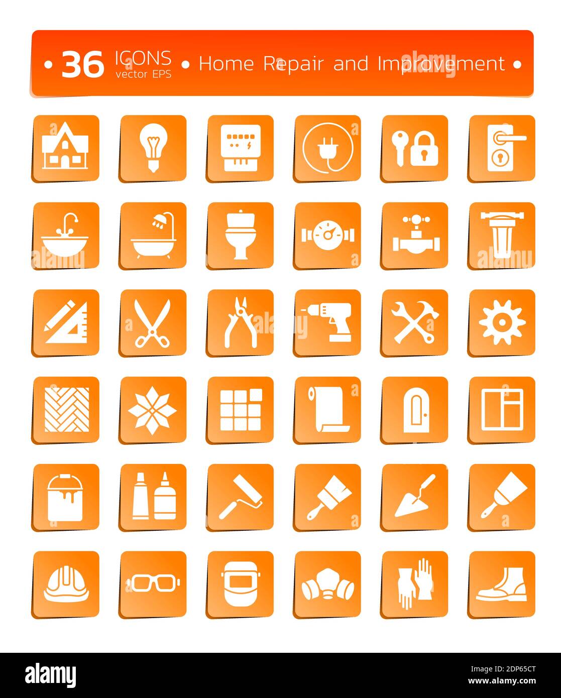 Home Repair and Improvement Icons Stock Vector