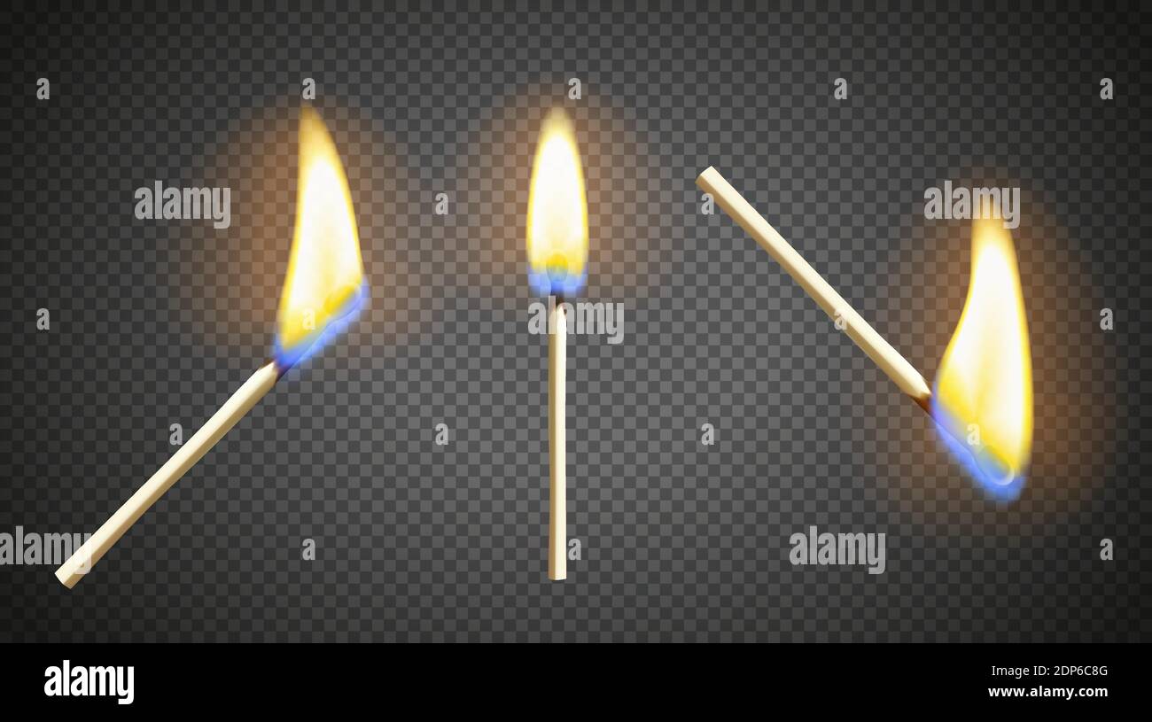 Realistic burning matches set in different layouts Stock Vector Image