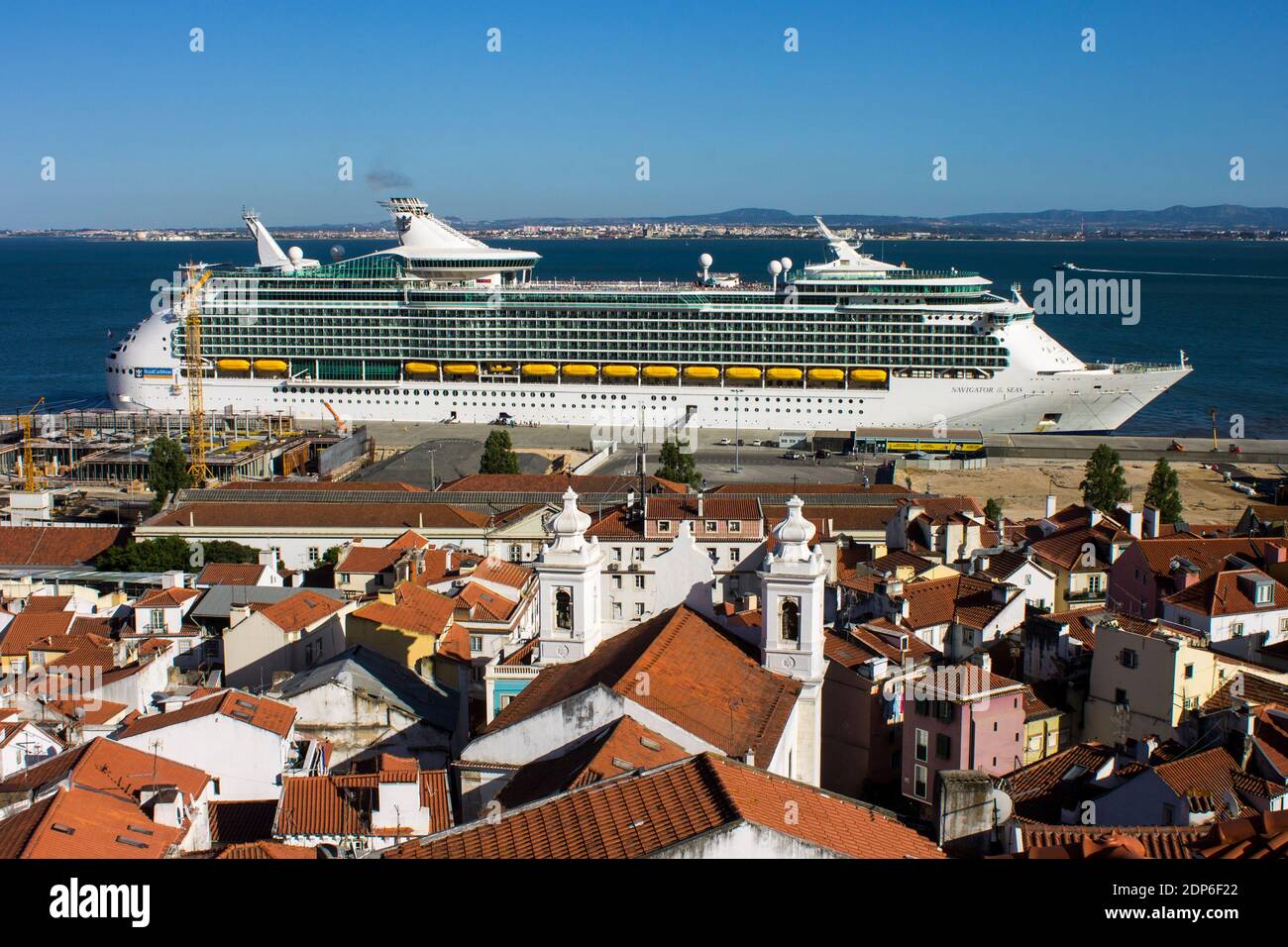 Lisbon, Portugal. The Navigator of the Seas, fourth Voyager-class cruise ship operated by Royal Caribbean International Stock Photo
