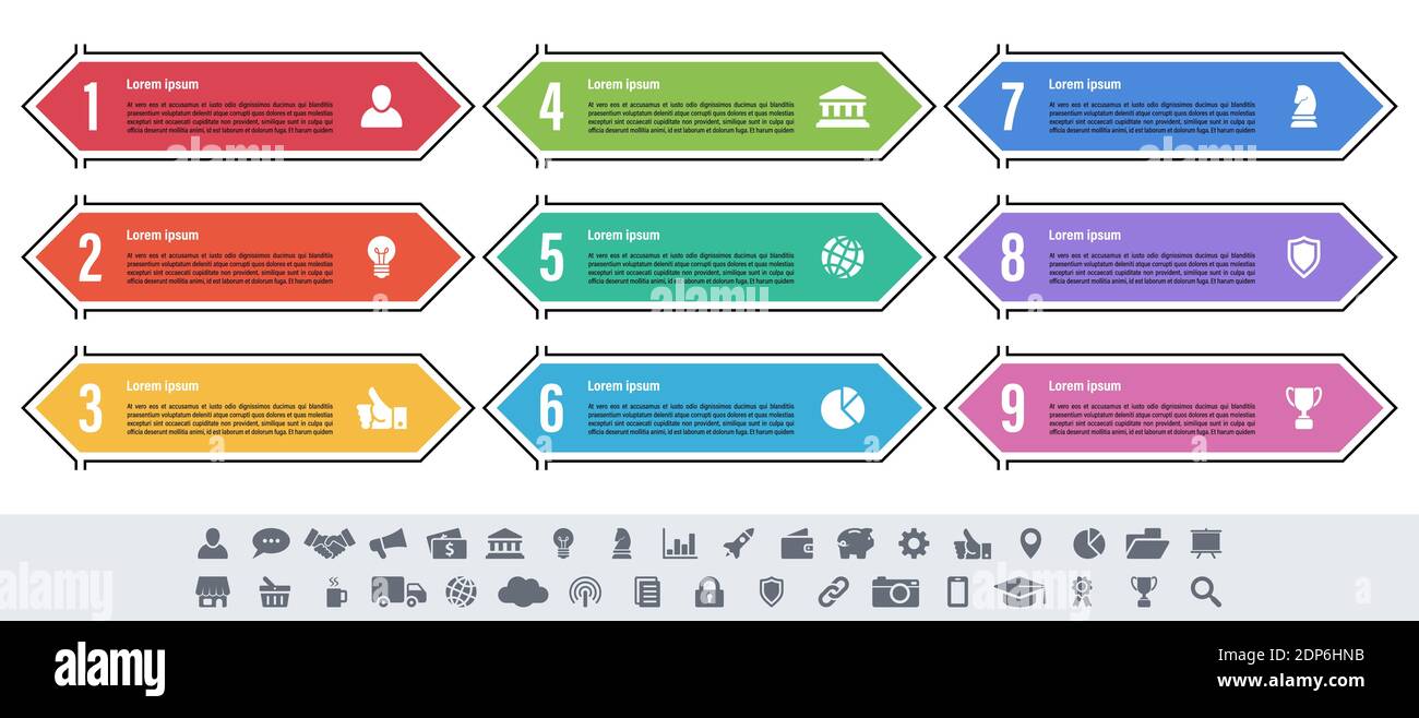 Infographic design business concept vector illustration with 9 steps or ...