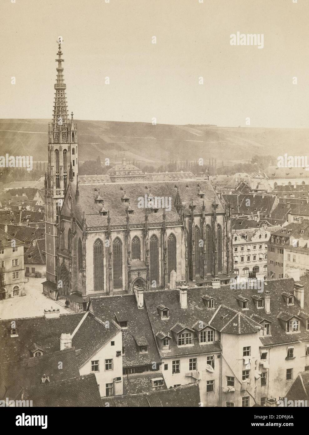 Antique c1863 photograph, Marienkapelle in Würzburg, Germany. Marienkapelle is a Roman Catholic church located at the Unterer Markt (market square) of the town. SOURCE: ORIGINAL PHOTOGRAPH Stock Photo