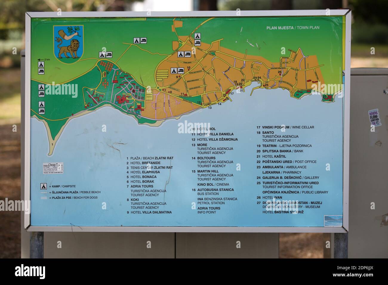 Bol town plan and information board, Brac Island,Dalmatia, Croatia,Europe  Stock Photo - Alamy
