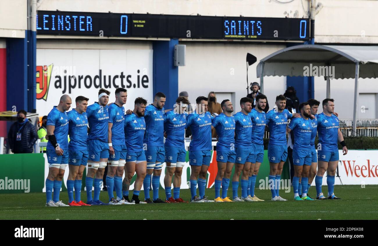 Leinster Rugby players line up before the European Champions Cup match ...