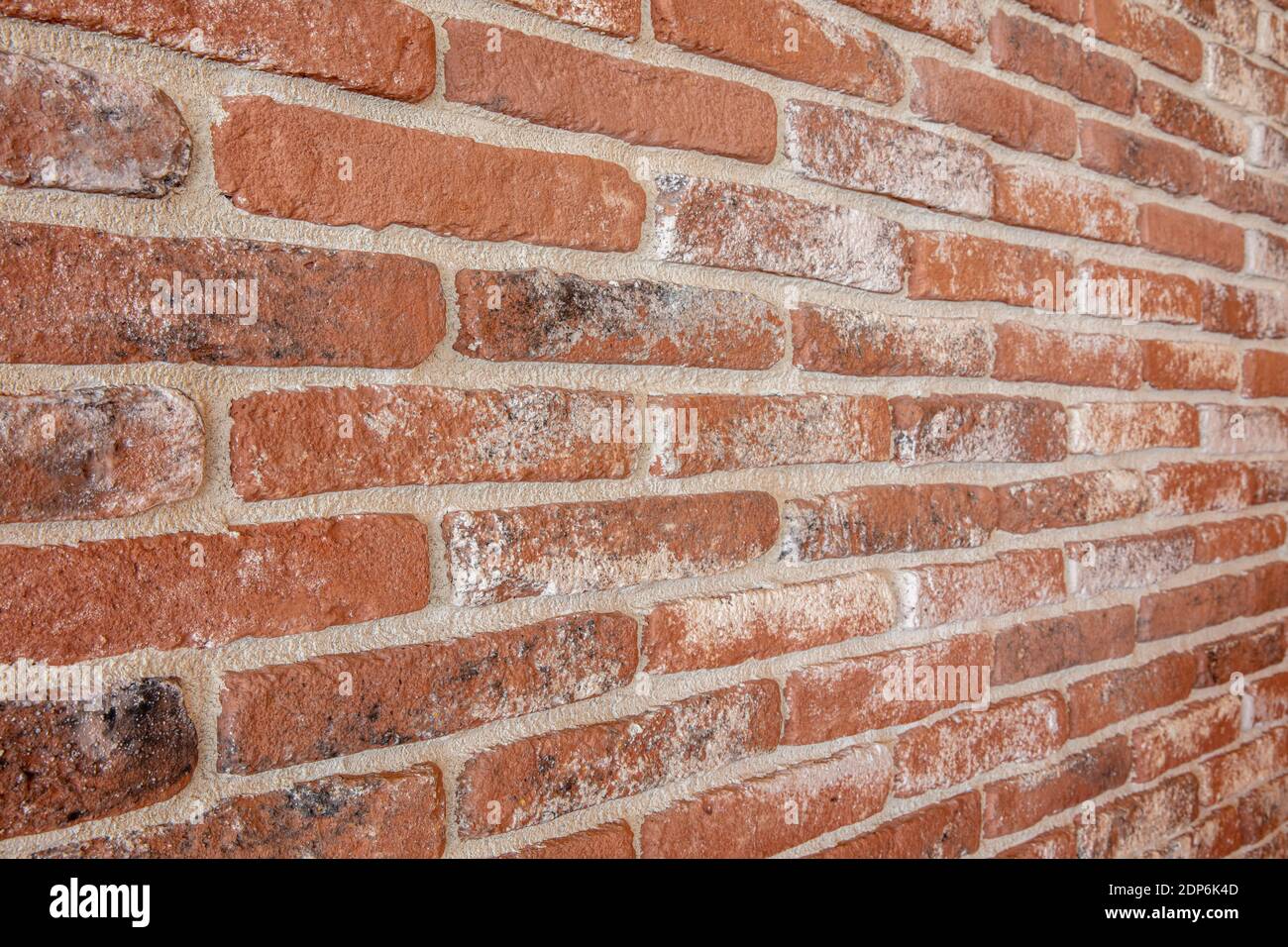 Fire brick wall texture. Red brick wall texture in horizontal view. Stock Photo