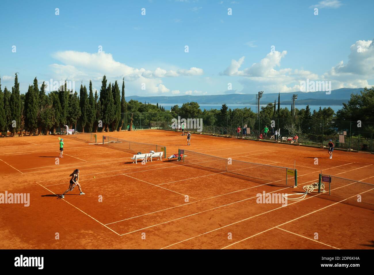 Tennis players playing in a tennis camp in Bol, Brac Island, Dalmatia,  Croatia, Europe Stock Photo - Alamy
