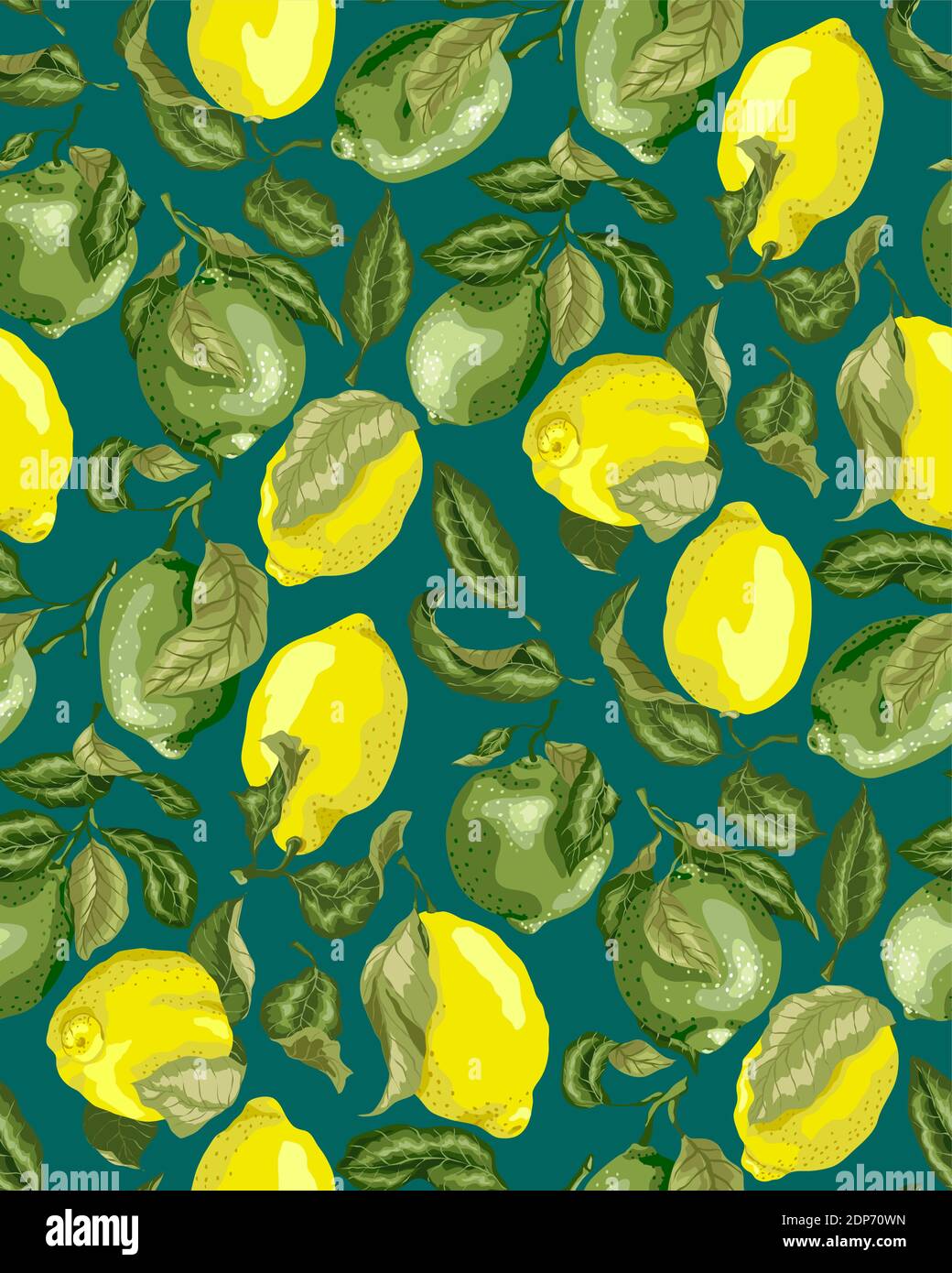 Seamless Pattern with juicy citrus limes and lemons bright green ...