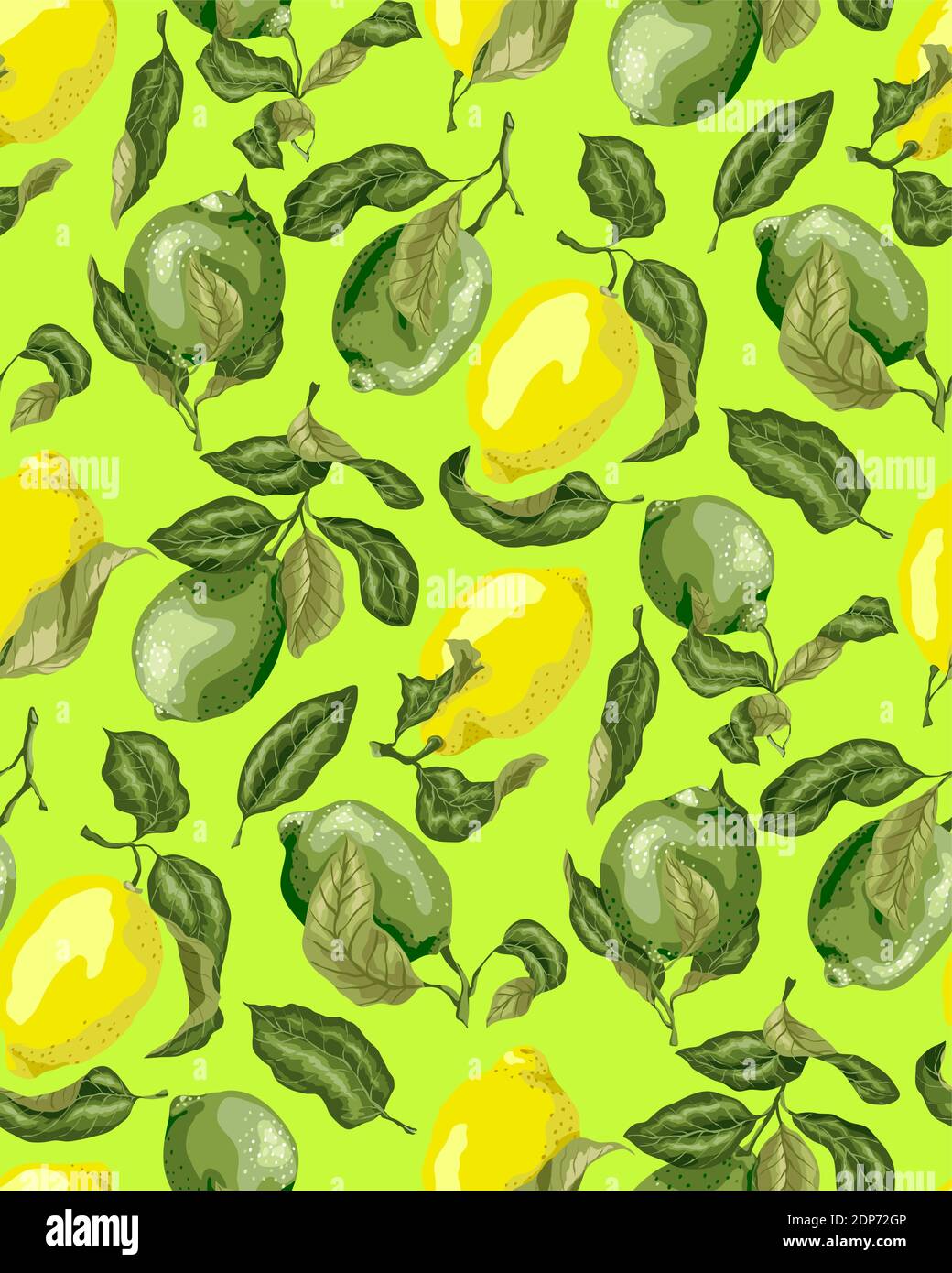 Seamless Pattern with juicy citrus limes and lemons bright green ...