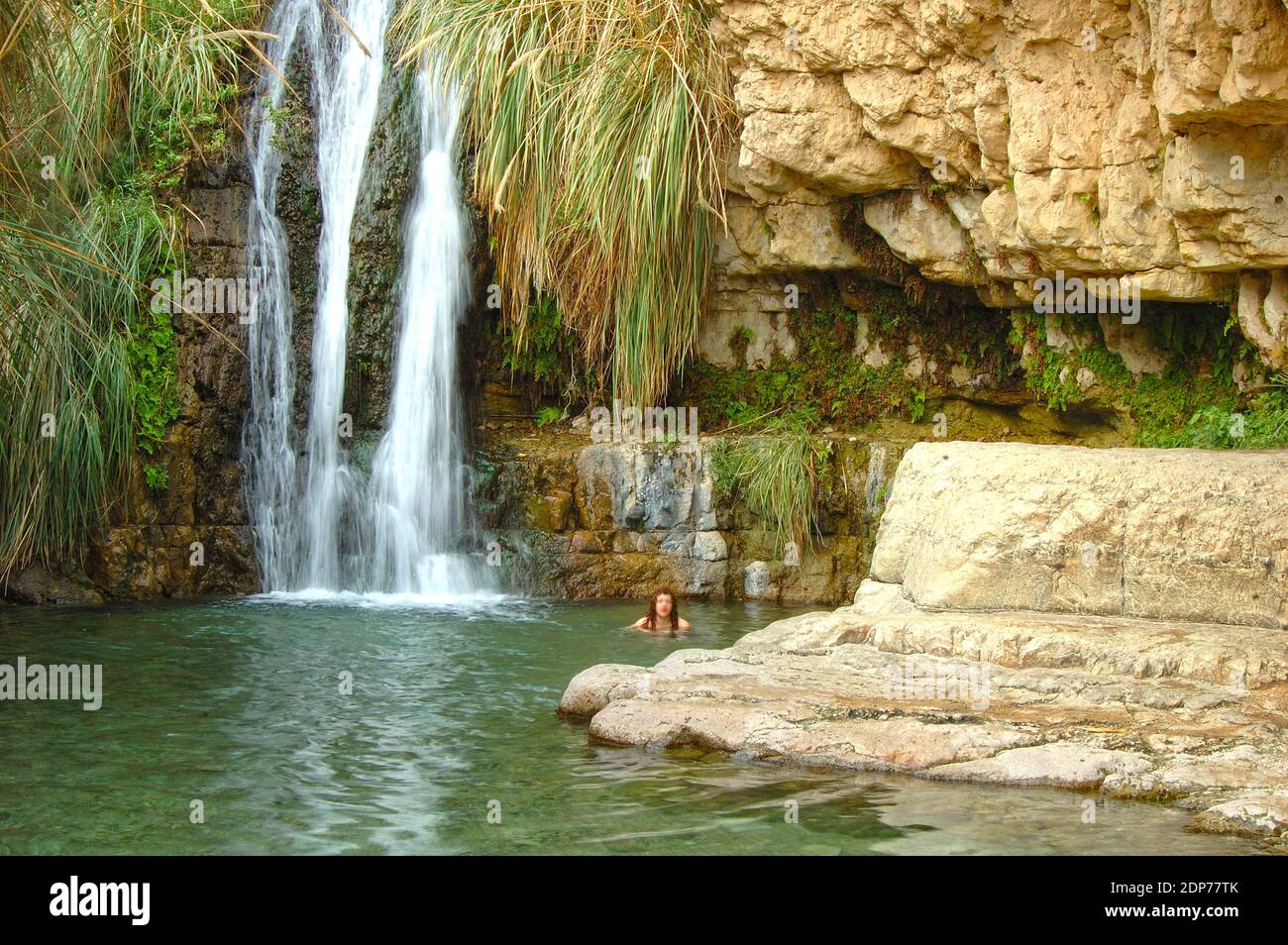 Ein gedi, waterfall, An oasis in the Judean desert, Israel Stock Photo