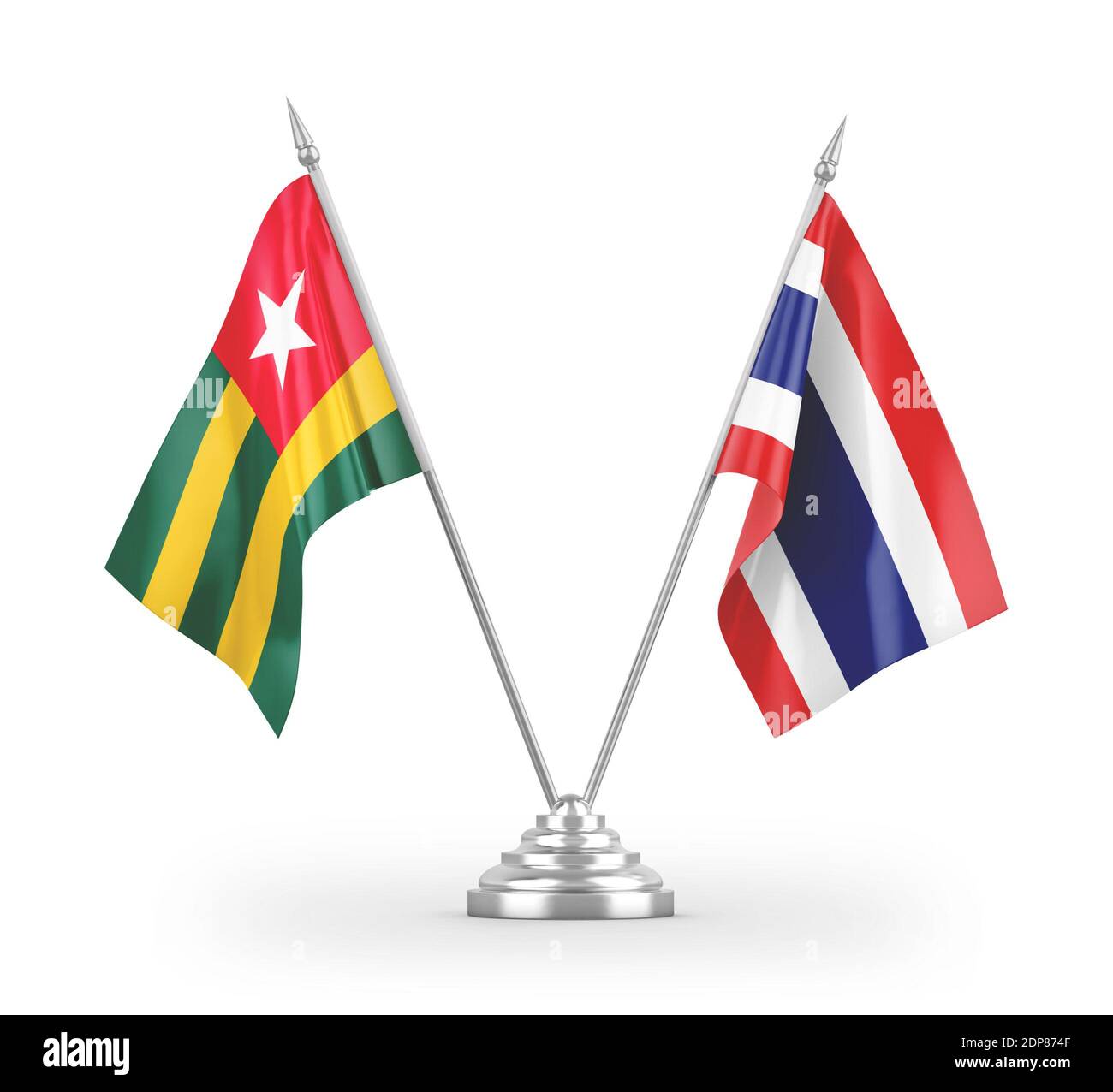 Thailand and Togo table flags isolated on white 3D rendering Stock ...