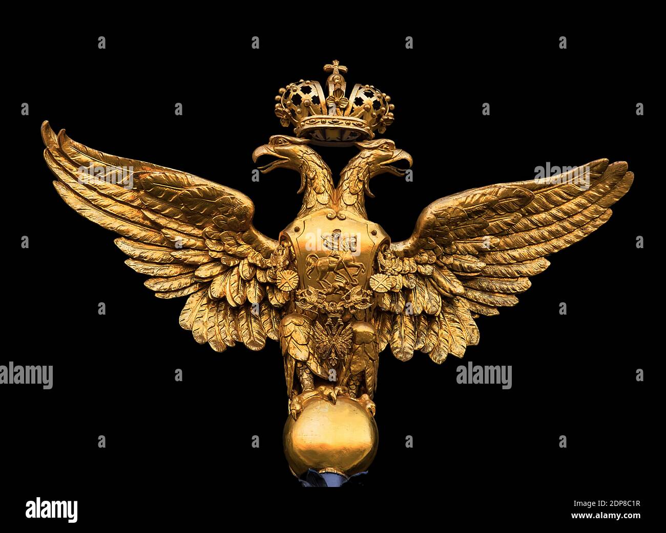 Russian Double Headed Eagle the coat of arms of Russian Empire Emblem  isolated in black background Stock Photo - Alamy