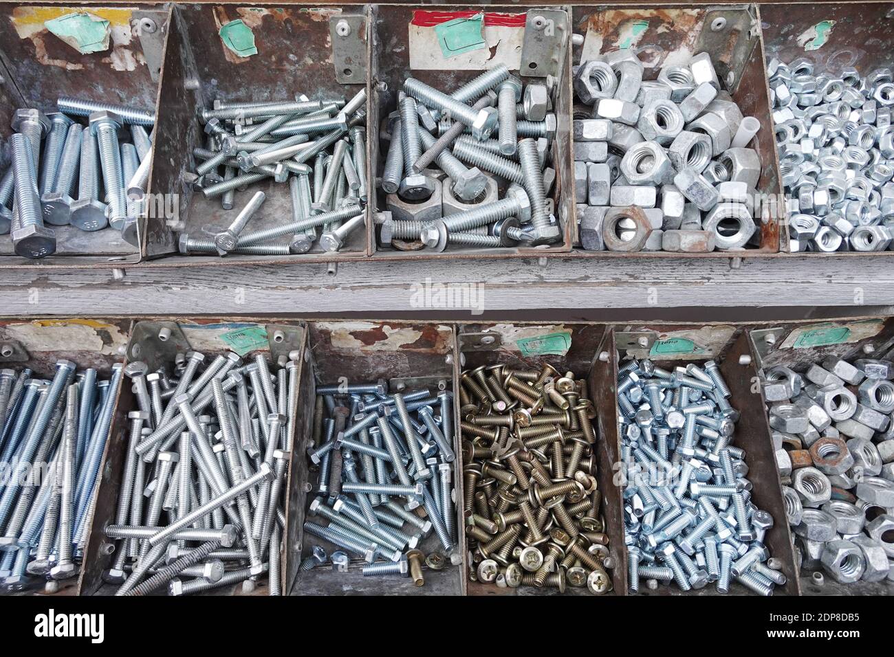 Bolts and nuts in boxes Stock Photo Alamy