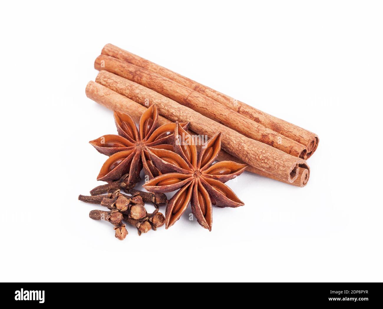 Cinnamon Sticks, Star Anise And Cloves Over White Stock Photo Alamy