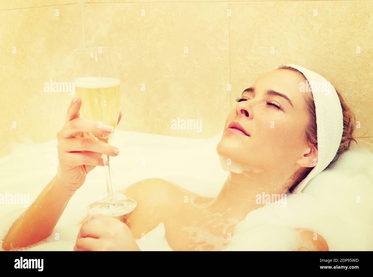 Woman Taking Bath In Bathtub Stock Photo Alamy