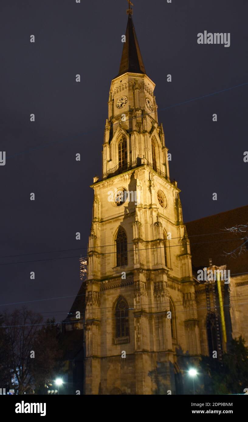 Cluj-Napoca by Night during Christmas times, 2020 Stock Photo