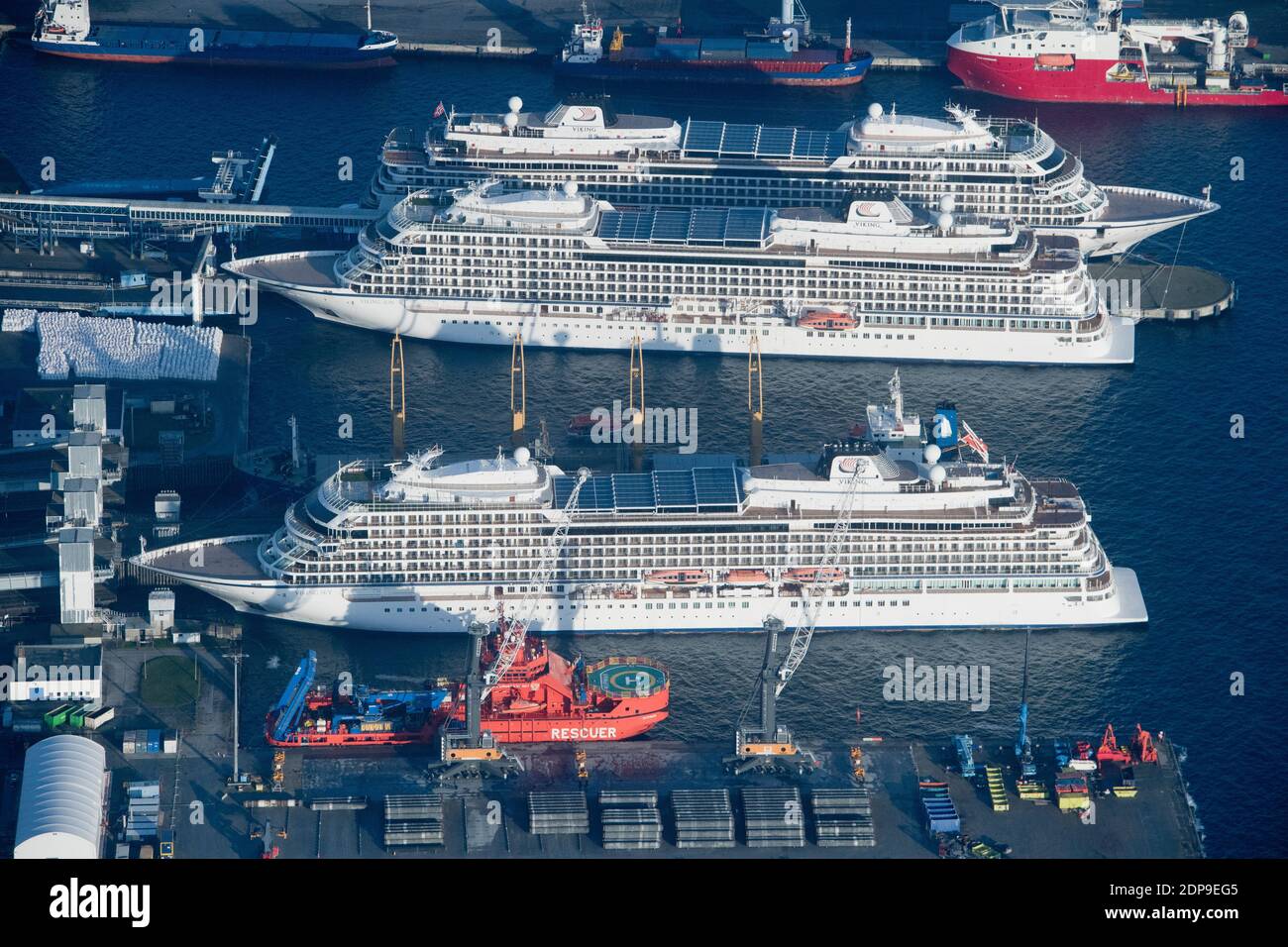 19 December 2020 Mecklenburg Western Pomerania Sassnitz Mukran The Cruise Ships Viking Sky Viking Sun And Viking Star Are Moored At A Quay In The Port Of Mukran On The Island Of Rugen As