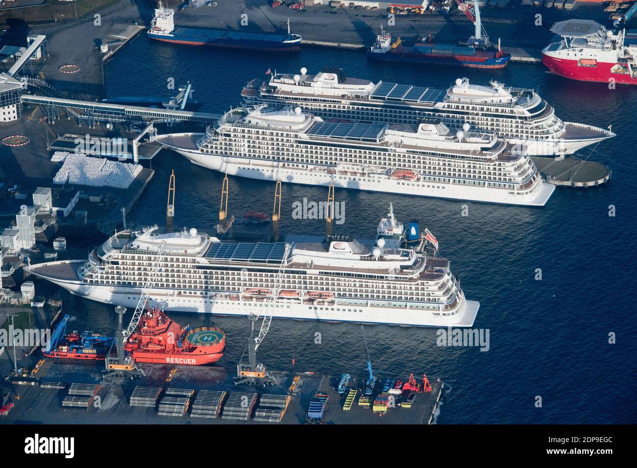 19 December 2020 Mecklenburg Western Pomerania Sassnitz Mukran The Cruise Ships Viking Sky Viking Sun And Viking Star Are Moored At A Quay In The Port Of Mukran On The Island Of Rugen As