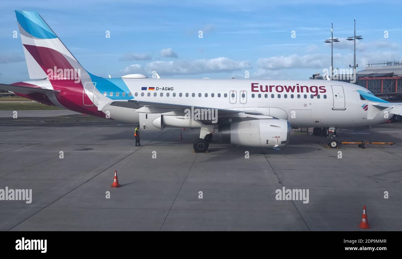 Eurowings airplane at Faro airport in park position Stock Photo
