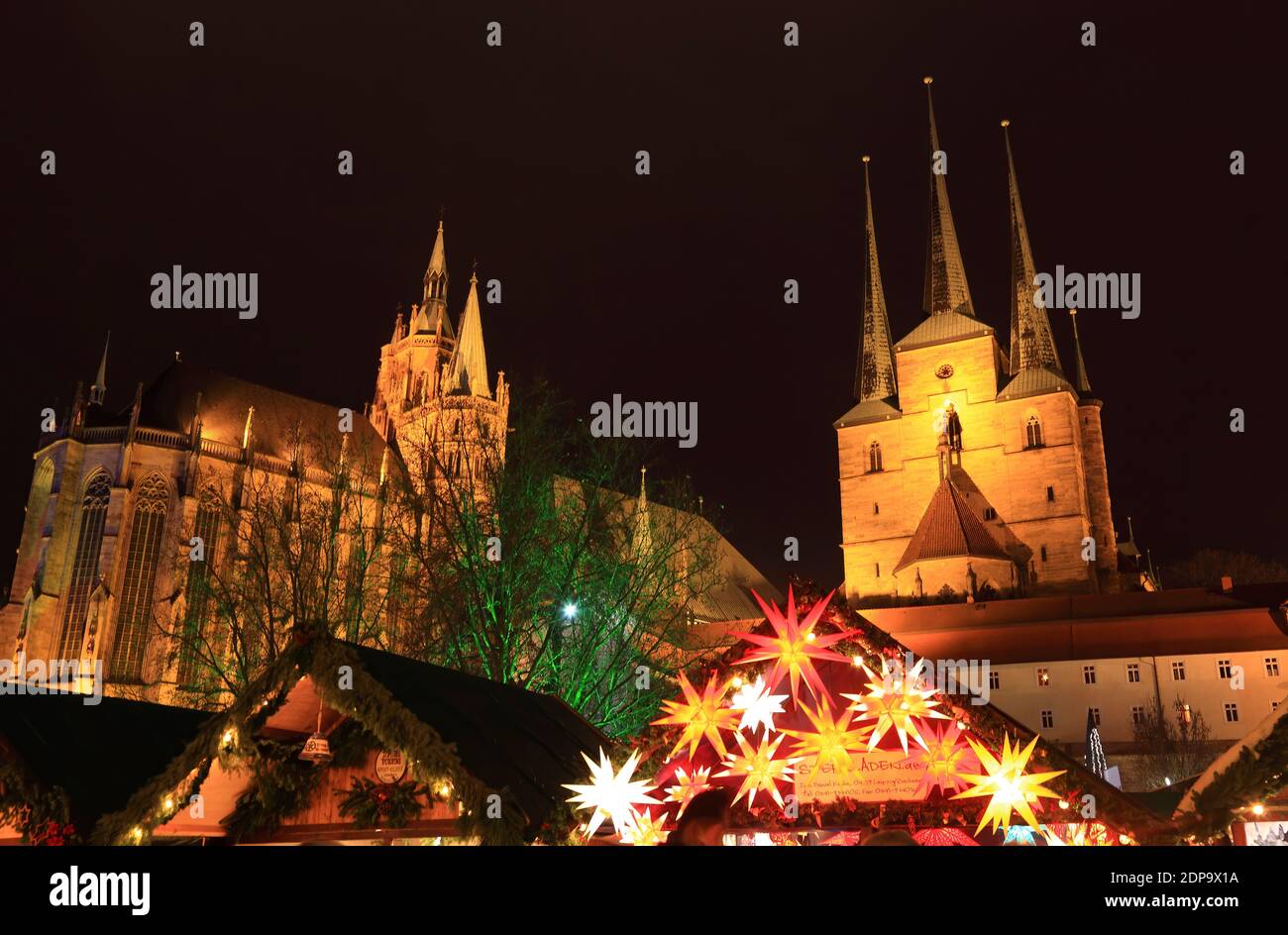 Christmas market, Erfurt, Thuringia, Germany  /  Weihnachtsmarkt, Erfurt, Thüringen, Deutschland Stock Photo