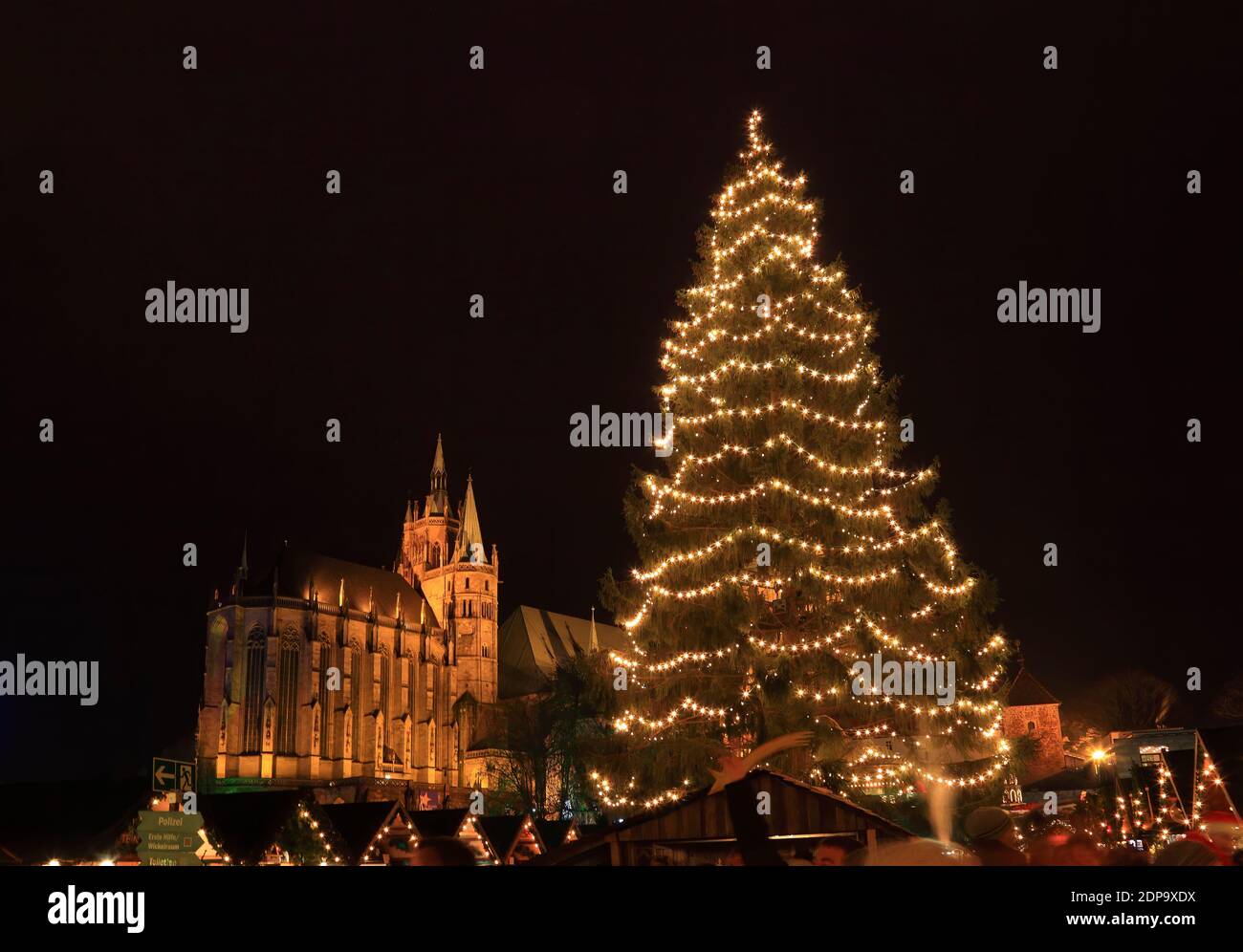 Erfurt Cathedral on Cathedral Hill, Christmas Market, Erfurt, Thuringia, Germany  /  Erfurter Dom am Domberg, Weihnachtsmarkt, Erfurt, Thüringen, Deut Stock Photo