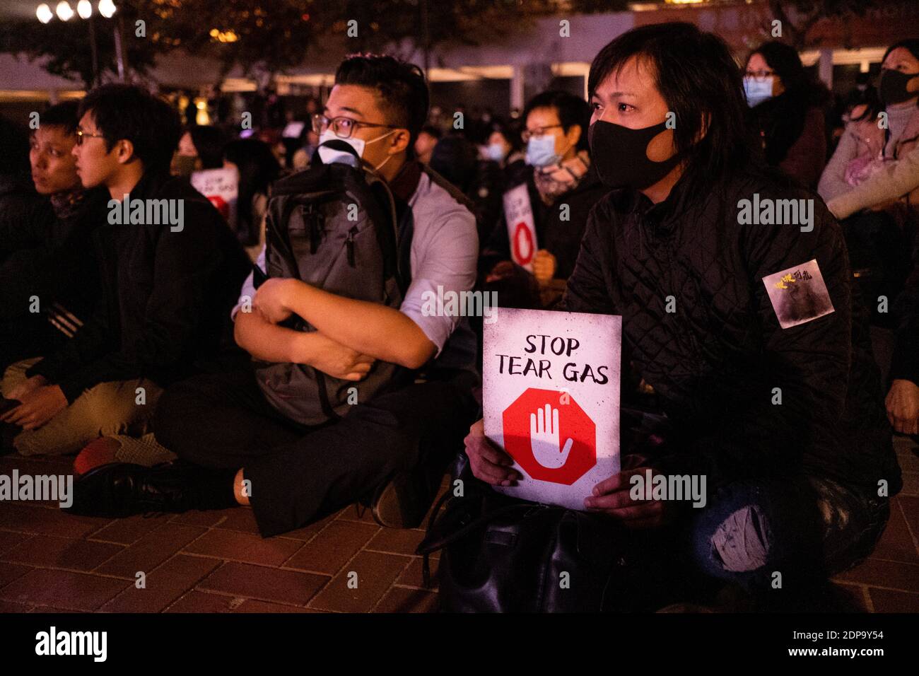 HONG KONG - PROTEST - RASSEMBLEMENT CONTRE LES TIRS DE GAZS LACRYMOGENE Rassemblement à Hong Kong contre les tirs de gazs lacrymogènes durant les mani Stock Photo