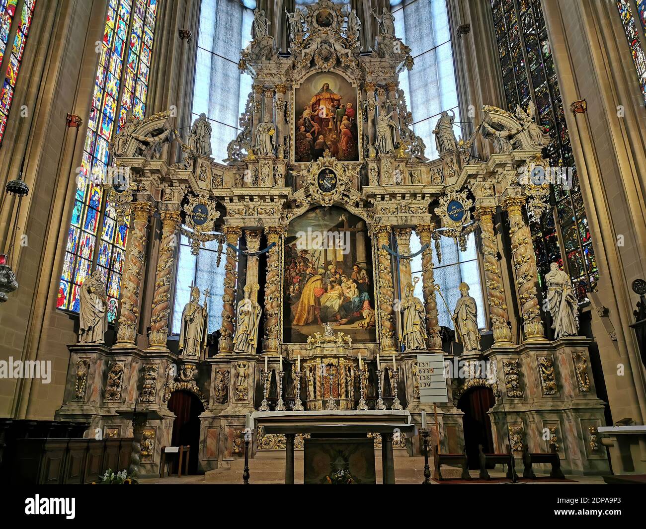 High altar in Erfurt Cathedral, Erfurt, Thuringia, Germany  /  Hochaltar im Erfurter Dom, Erfurt, Thüringen, Deutschland Stock Photo