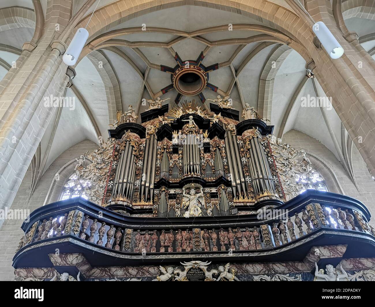 Klais organ in case by Wender, Severikirche am Domberg, Erfurt, Thuringia, Germany  /  Klais-Orgel im Gehäuse von Wender, Severikirche am Domberg, Erf Stock Photo