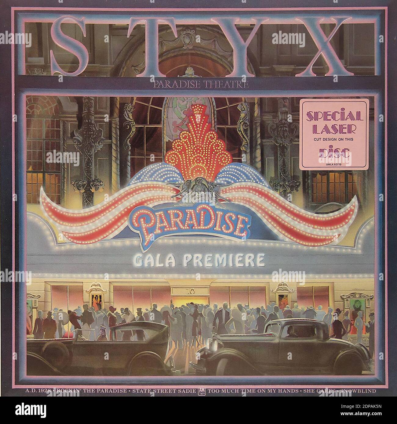 Styx Paradise Theatre Holographic Laser cut edged disc  - Vintage Vinyl Record Cover01 Stock Photo