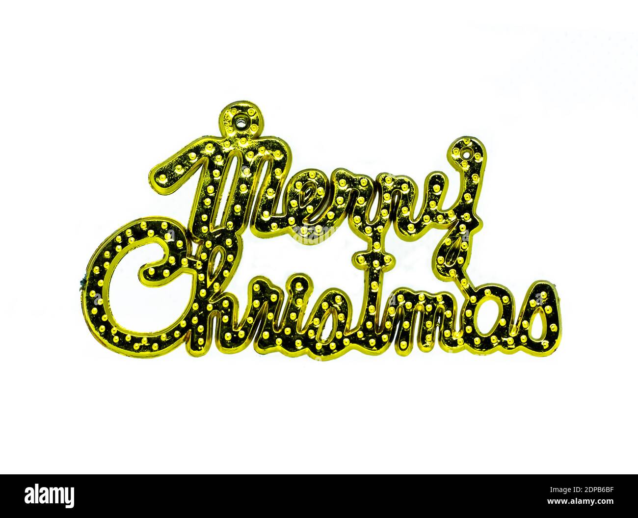 Merry Christmas golden text on white backgrounds Stock Photo - Alamy