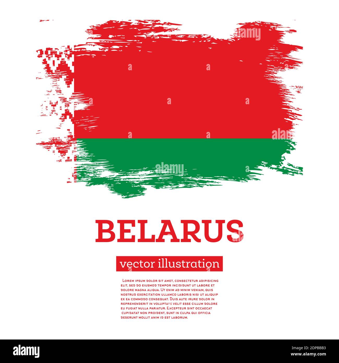 Belarus Flag with Brush Strokes. Vector Illustration. Independence Day. Stock Vector