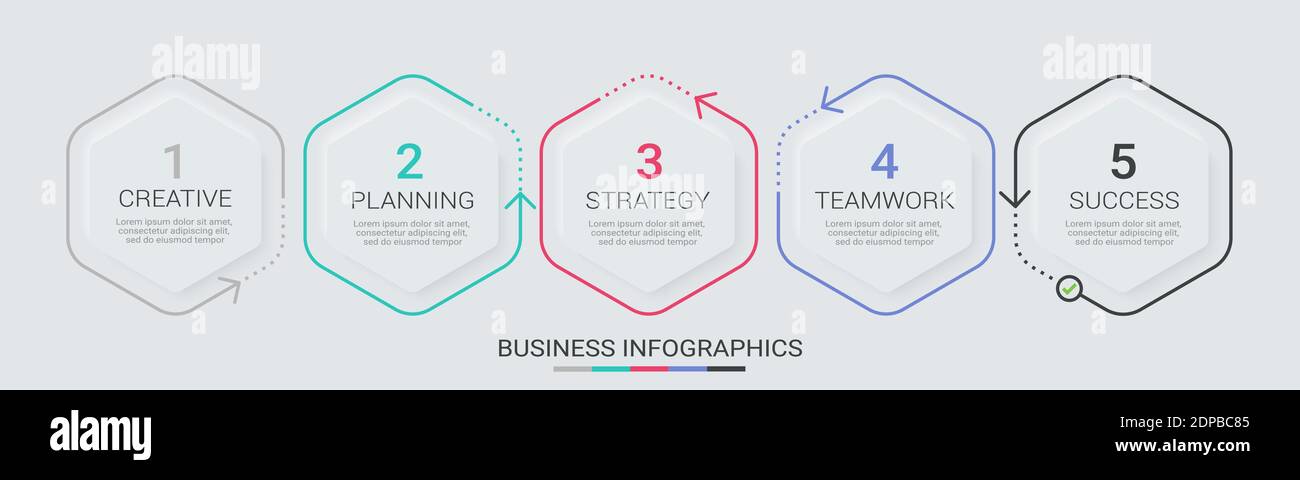 Abstract 3D Infographic thin line infographic template with 5 steps. Modern business concept infographics with options for brochure, diagram, workflow Stock Vector