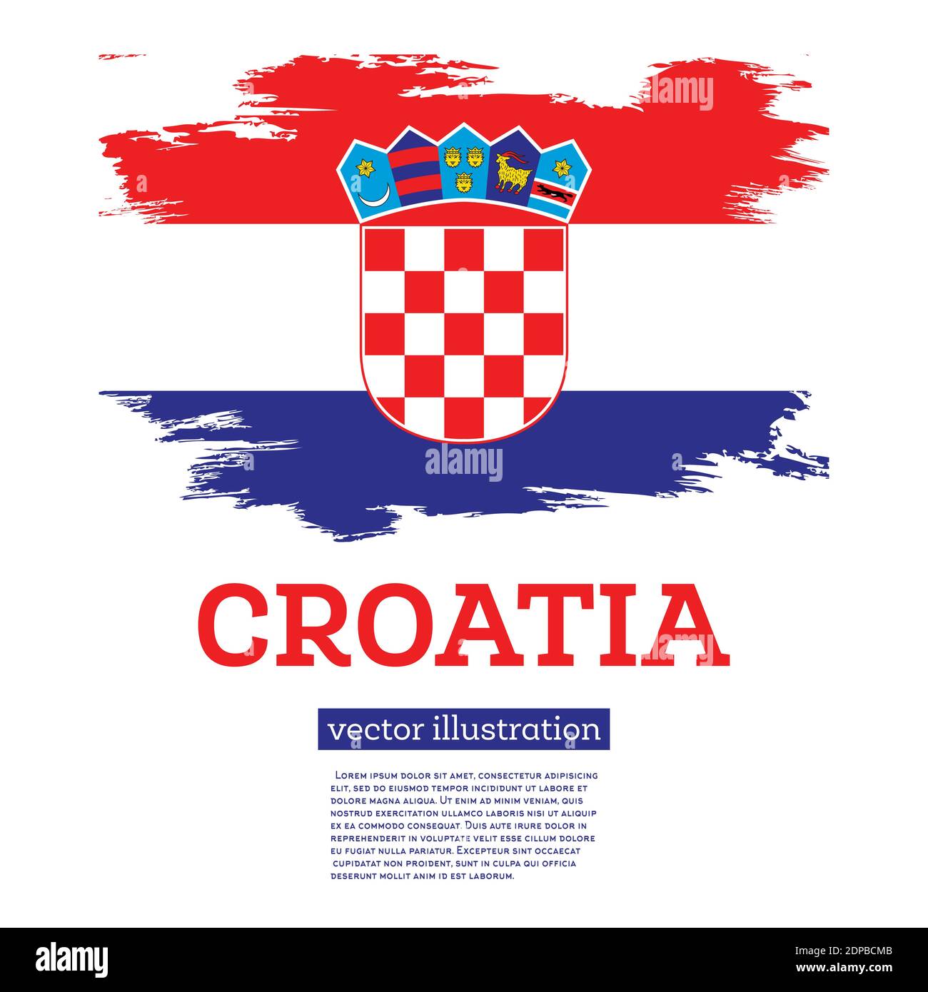 Croatia Flag with Brush Strokes. Vector Illustration. Independence Day. Stock Vector