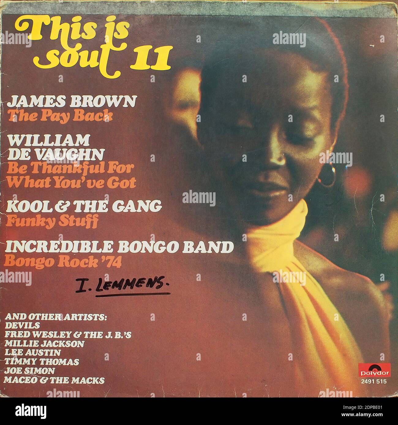 This Is Soul II - Kool & The Gang, Devils, Fred Wesley & The J.B.'s, Millie Jackson, Lee Austin, Timmy Thomas, James Brown, Incredible Bongo Band, Joe Simon, William de Vaughn, - Vintage vinyl album cover Stock Photo