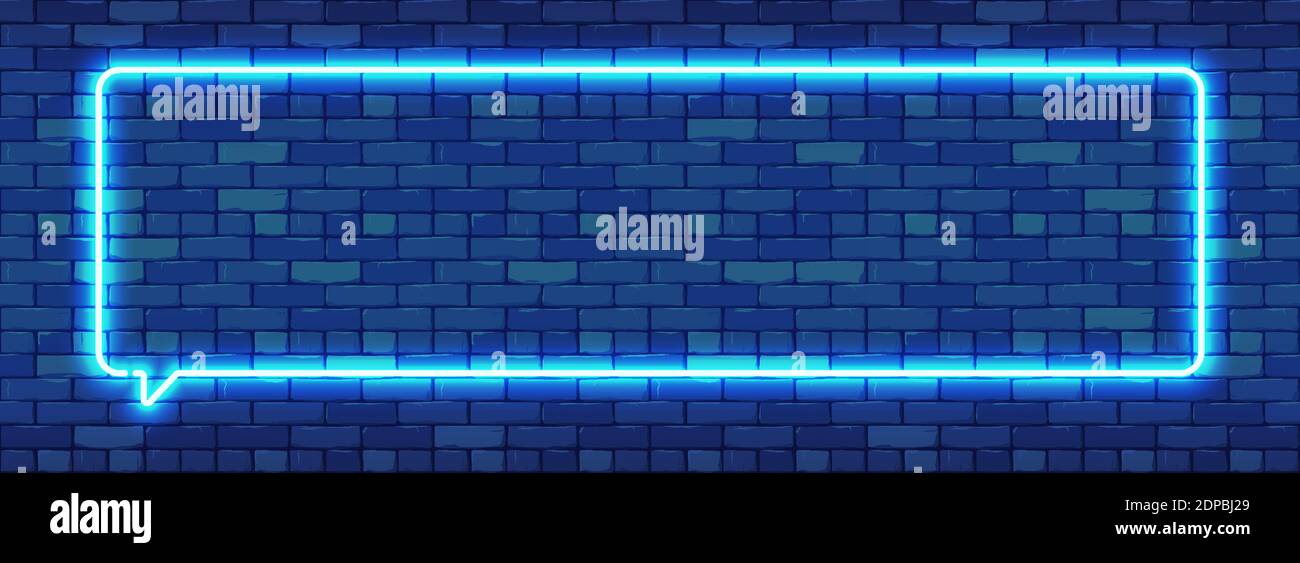Neon Sign in Rectangular Frame Shape. Bright Neon Light on a Dark Brick  Wall Background. Quiz Glowing Neon Tube Banner Template. Shining Speech  Bubble Stock Vector Image & Art - Alamy