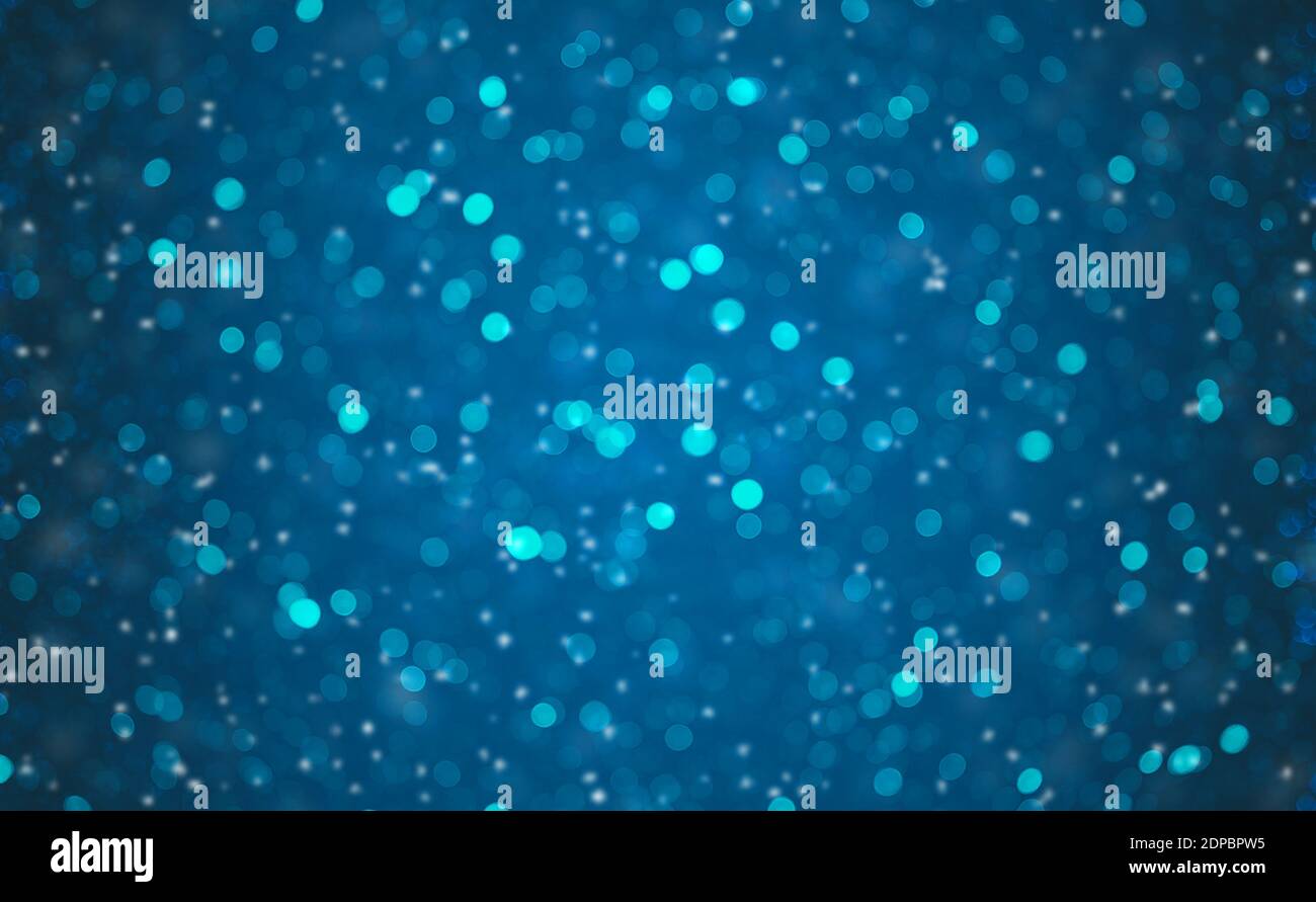 Blue bright bokeh background with large copy-space Stock Photo