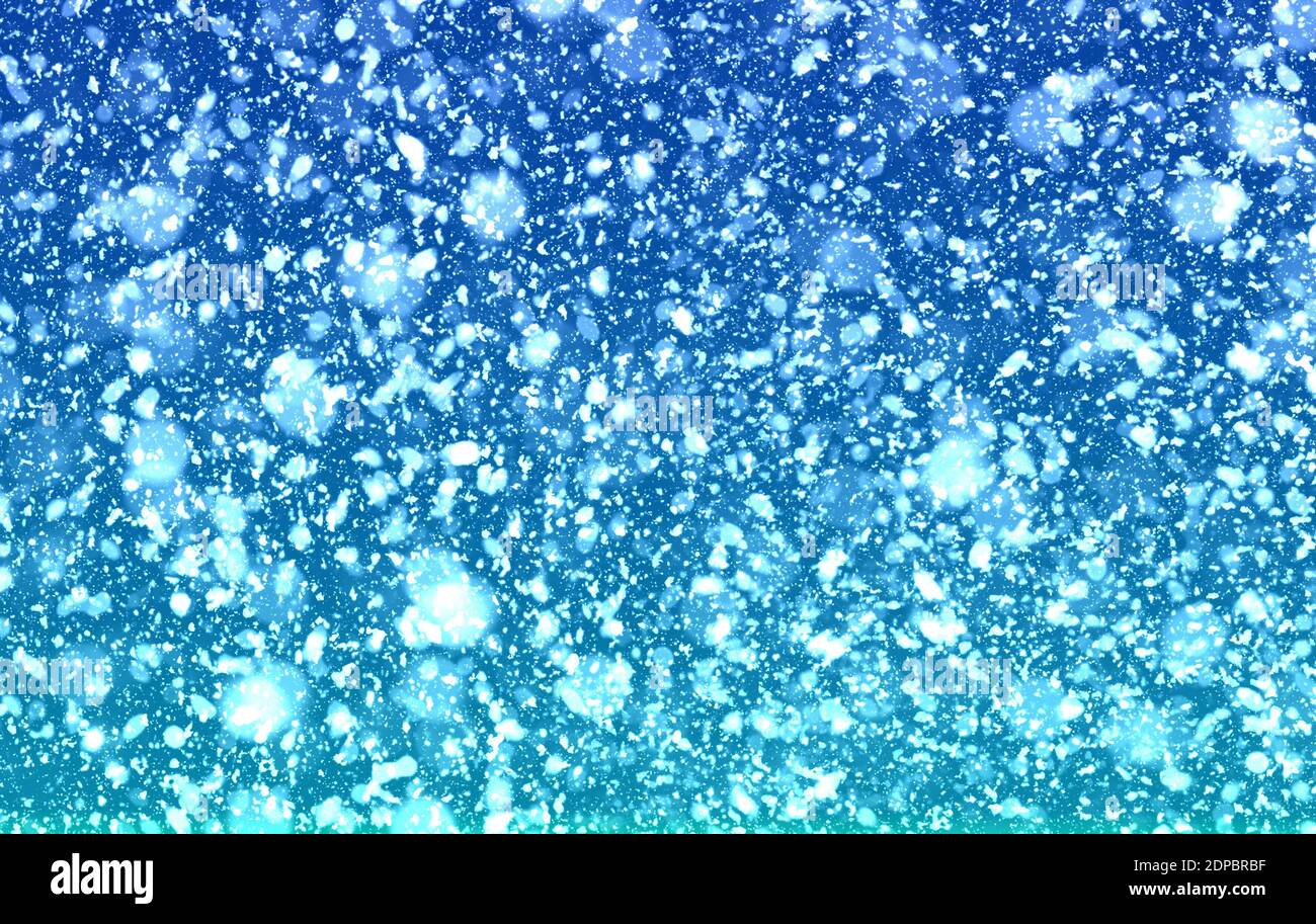 Art falling snow on the blue background Stock Photo - Alamy