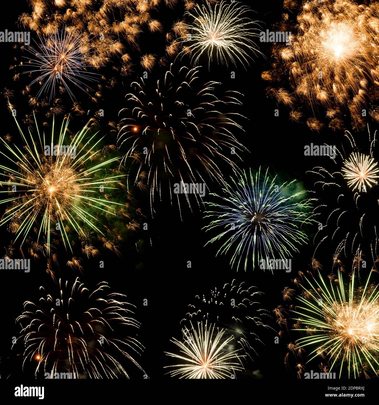 New Year fireworks background, new year wishes concept Stock Photo