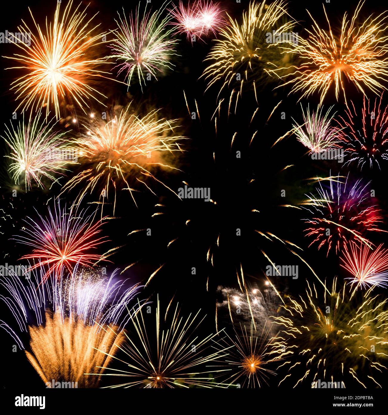 New Year fireworks background, new year wishes concept Stock Photo