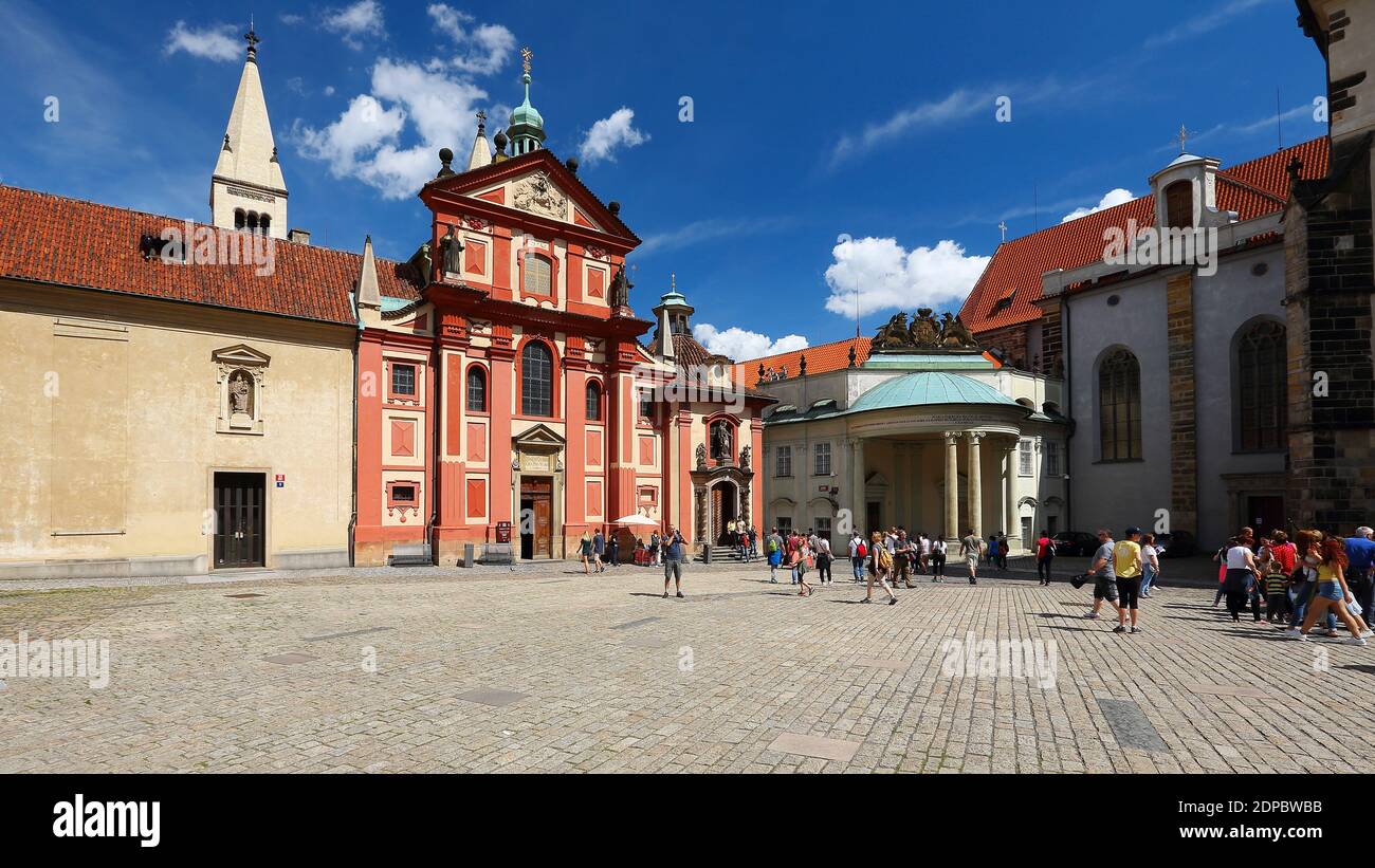 St George's Basilica (Bazilika Sv. Jiří), Prague Castle, Prague, Czech Republic, Hradčany Stock Photo