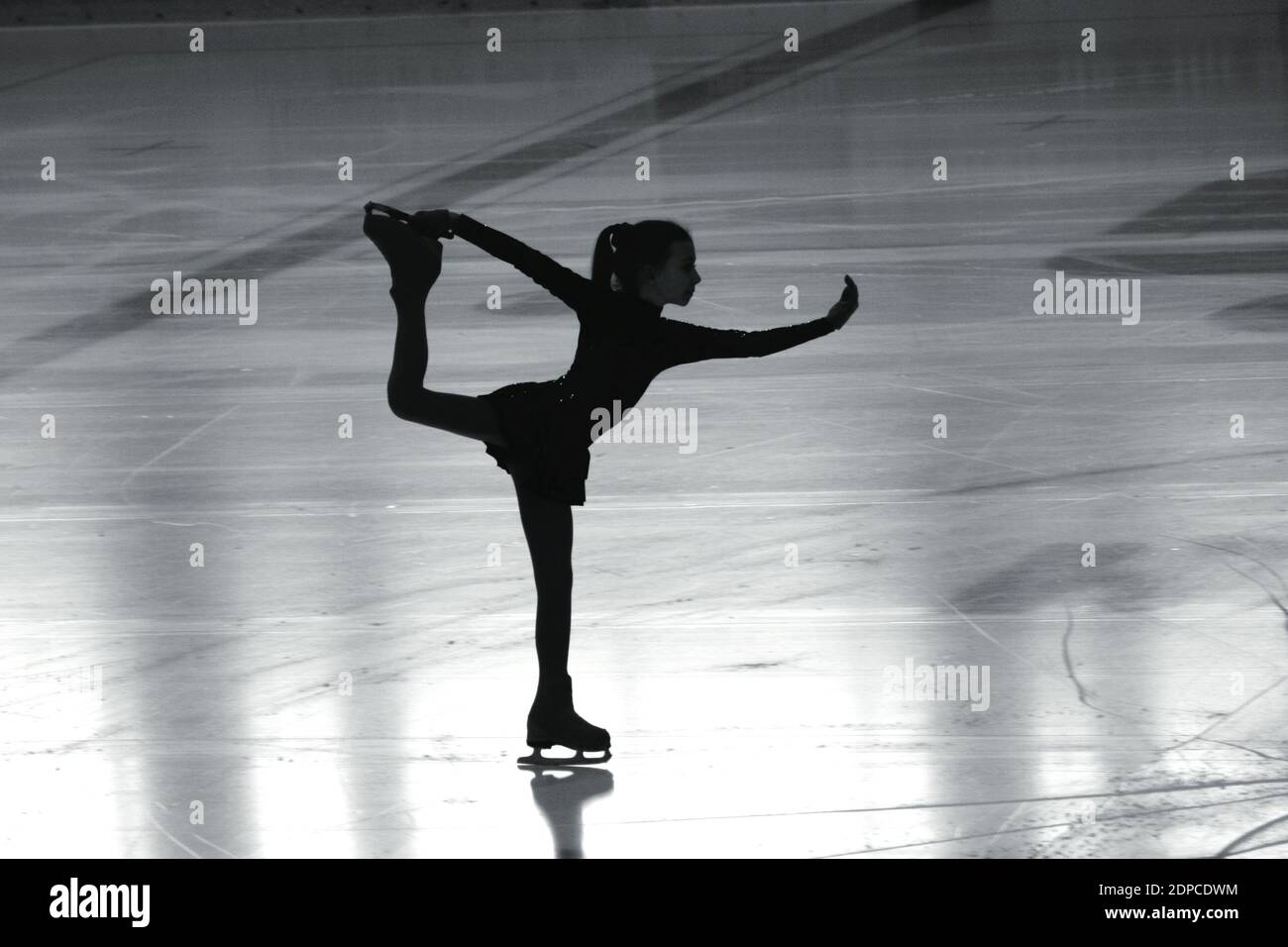 Full Length Of Girl Iceskating On Rink Stock Photo Alamy