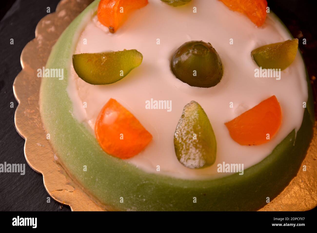 cassata siciliana italian sweet cake with ricotta cheese marzipan