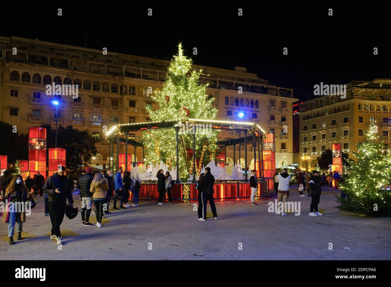 Thessaloniki, Greece - December 18 2020: Decorated Christmas tree ...