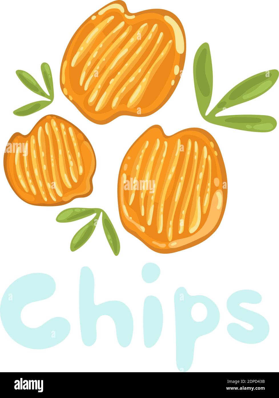 Potato chips clipart vector icon. Stock isolated cute cartoon fastfood