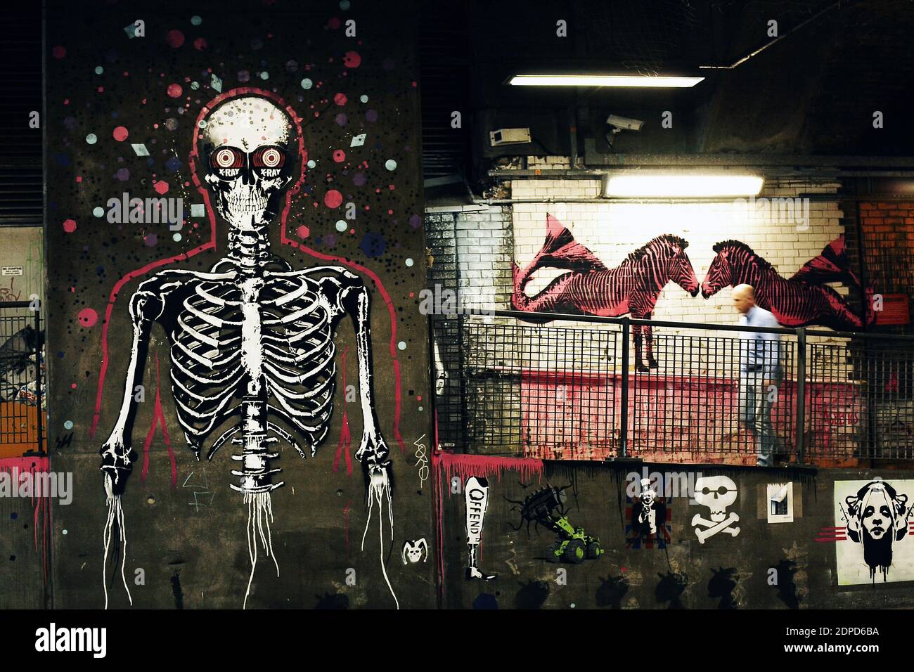 skeleton graffiti in London , England Stock Photo