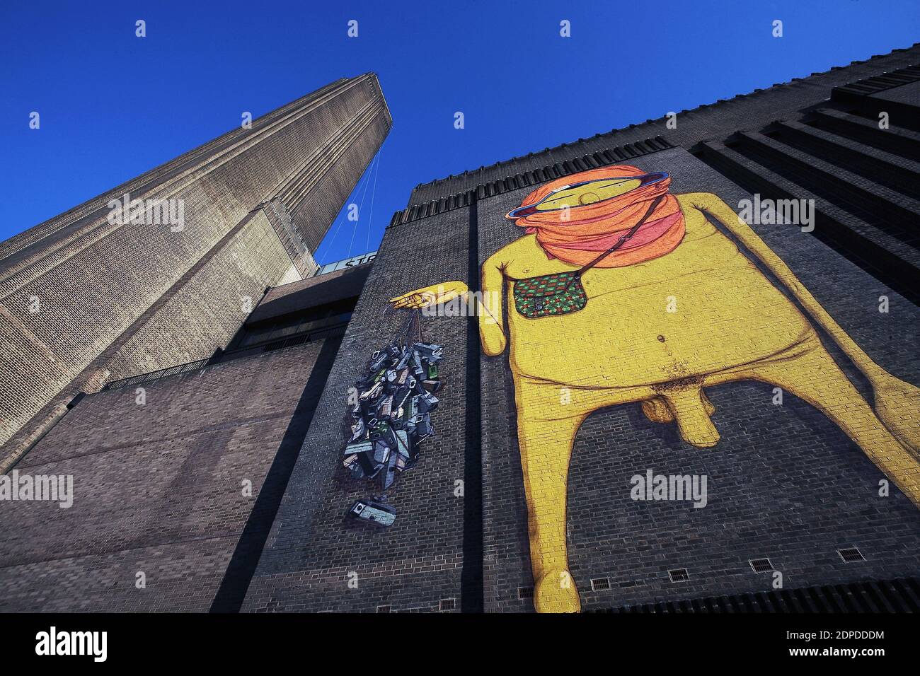 GREAT BRITAIN / London/ Street Art /Tate Modern has commissioned acclaimed international street artists (in the picture  the work of 'OS GEMEOS' the t Stock Photo