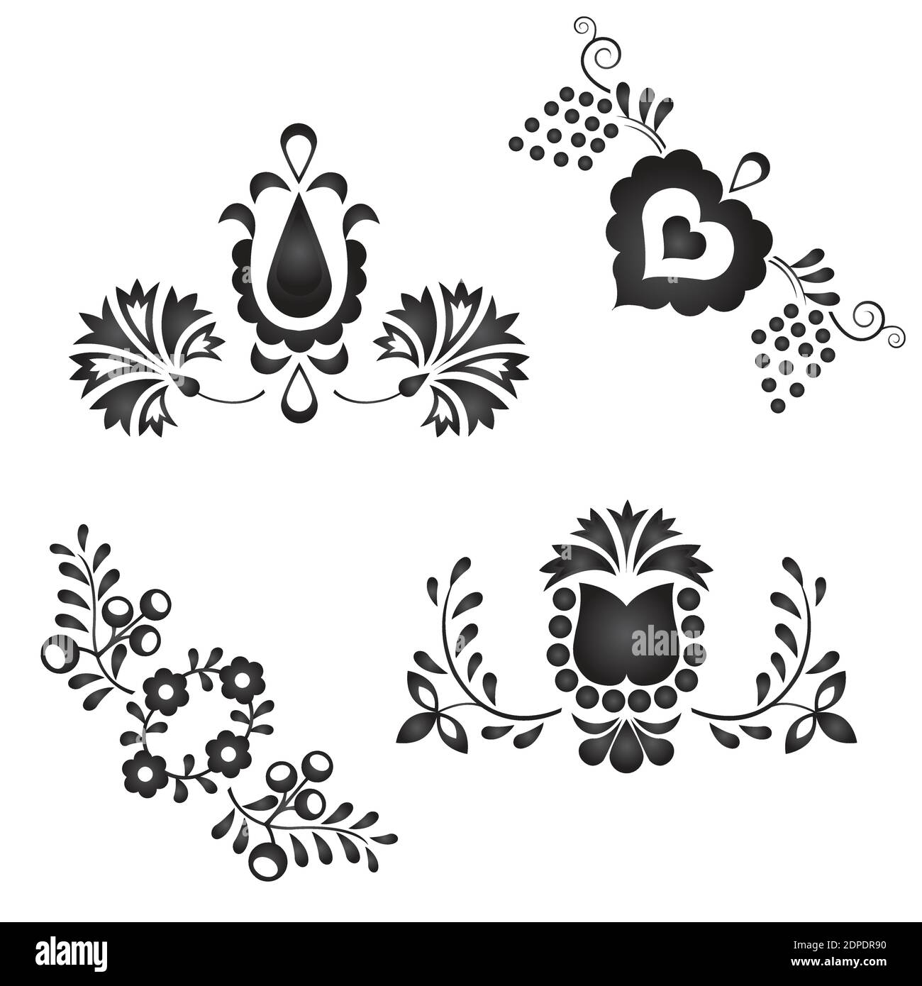 Traditional folk ornaments isolated on white background Stock Vector