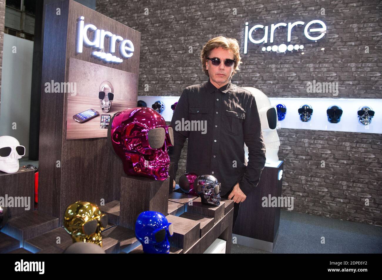 French singer, Jean-Michel Jarre poses on the stand Jarre during the press  day at the 2014 IFA home electronics and appliances trade fair, on  September 05, 2014, in Berlin, Germany, Photo by