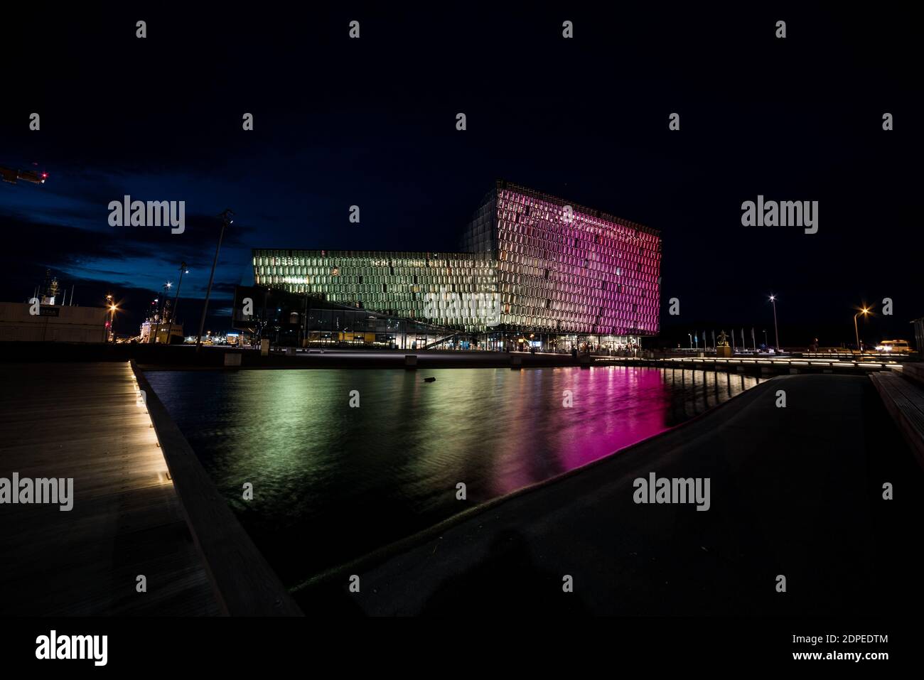 Harpa Concert Hall Illuminated at night Stock Photo